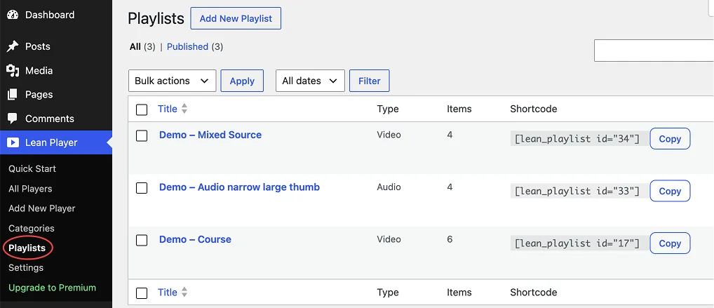 All Playlists List